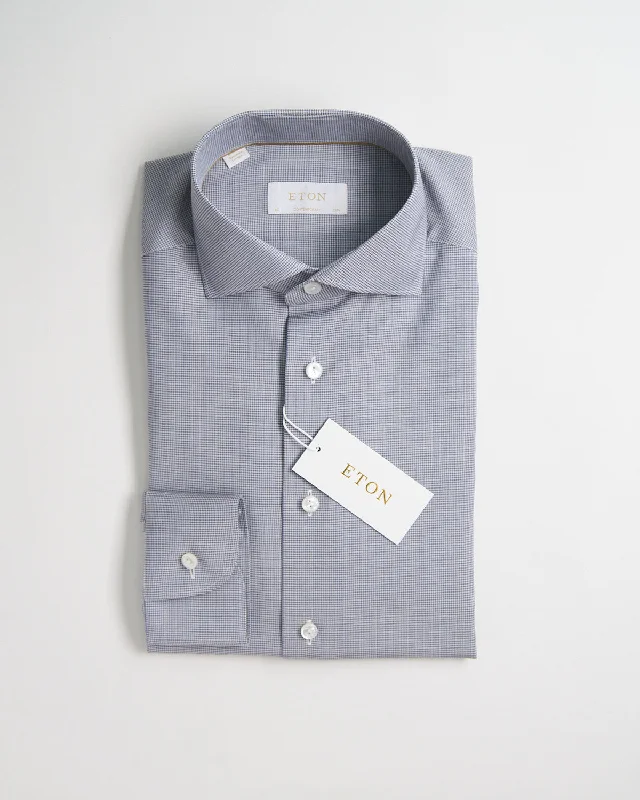 Casual Layers Casual Sneakers Light Blue Houndstooth Merino Wool Contemporary Shirt Casual Layers Casual Sneakers Light Blue Houndstooth Merino Wool Contemporary Shirt