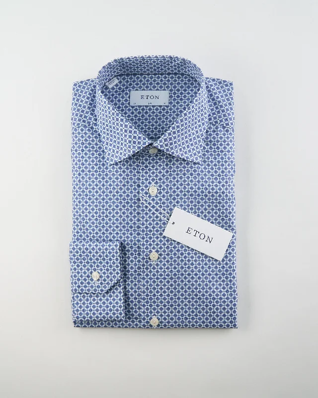 Light Blue Medallion Cotton Tencel™ Lyocell Slim Shirt