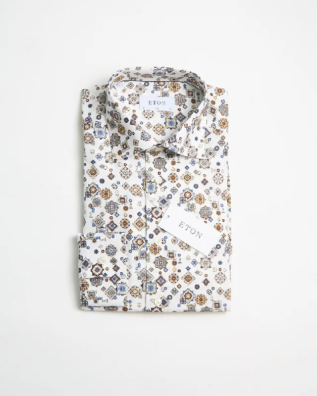 Stylish Tops Relaxed Footwear Multi Motif Signature Twill Slim Shirt