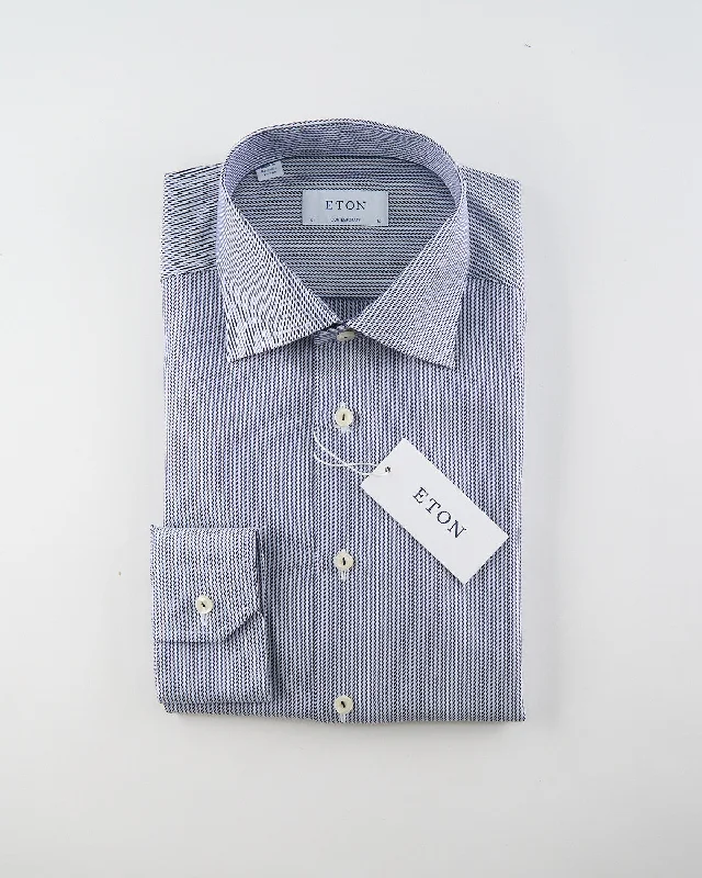 Cozy Essentials Comfortable Bottoms Navy Striped Signature Twill Contemporary Shirt Cozy Essentials Comfortable Bottoms Navy Striped Signature Twill Contemporary Shirt