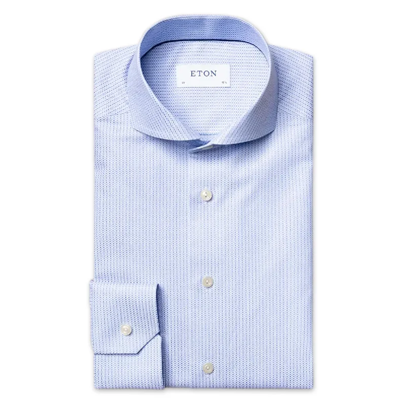 Relaxed Looks Street Style Pants Eton - Slim Fit Brocade Pattern Shirt in Blue
