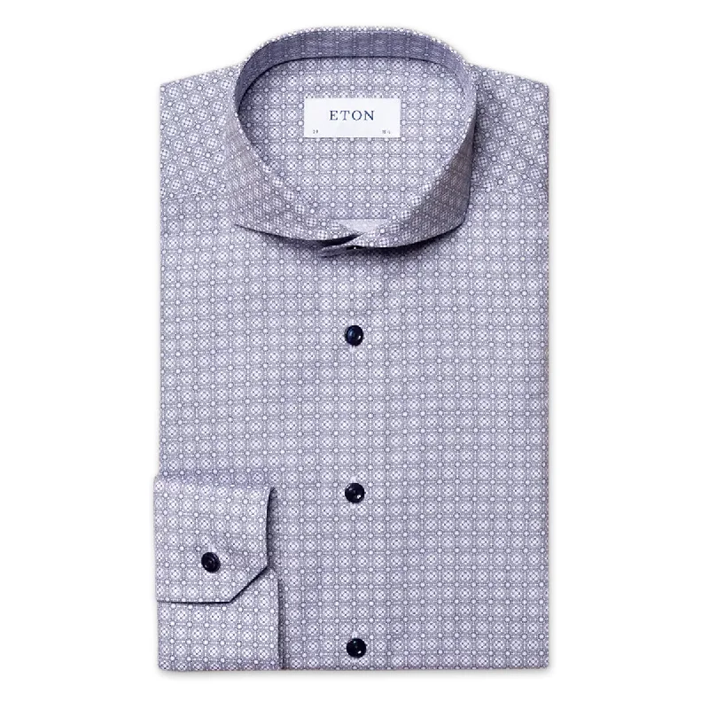 Active Tops Smart Tops Eton - Slim Fit Medallion Print Shirt in Blue
