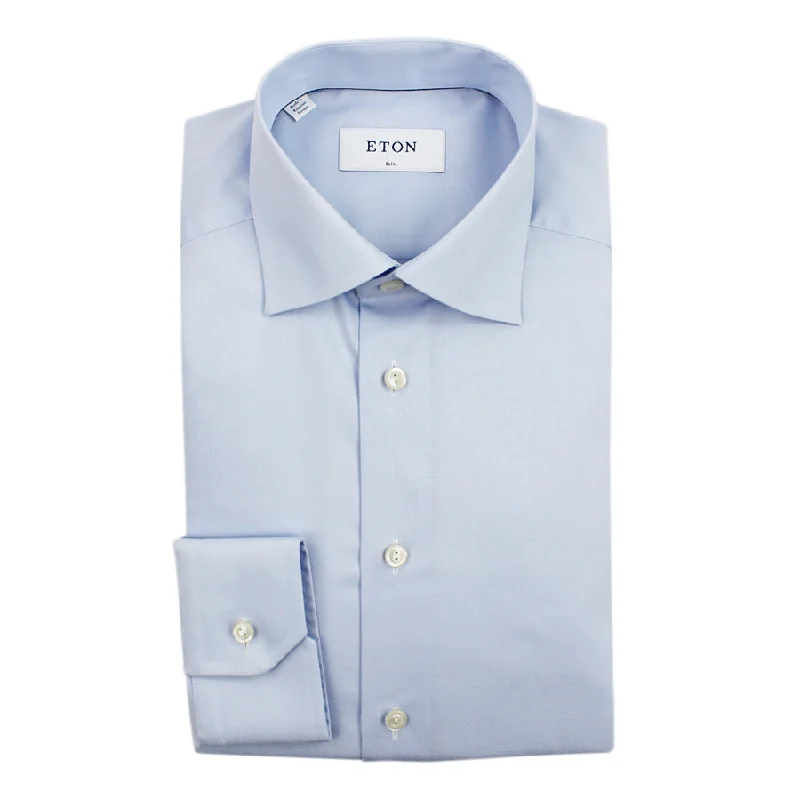 Comfy Suits Urban Pants Eton - Slim Fit Self Patterned Shirt in Blue