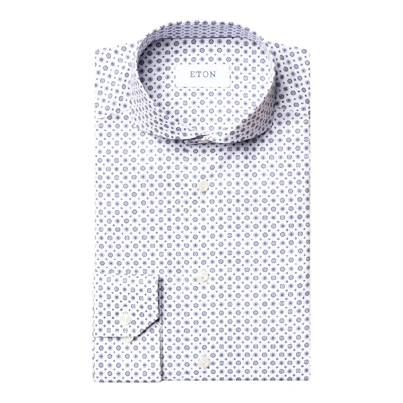 Cool Gear Warm Pants Eton - Super Slim Fit Shirt in White & Navy Details