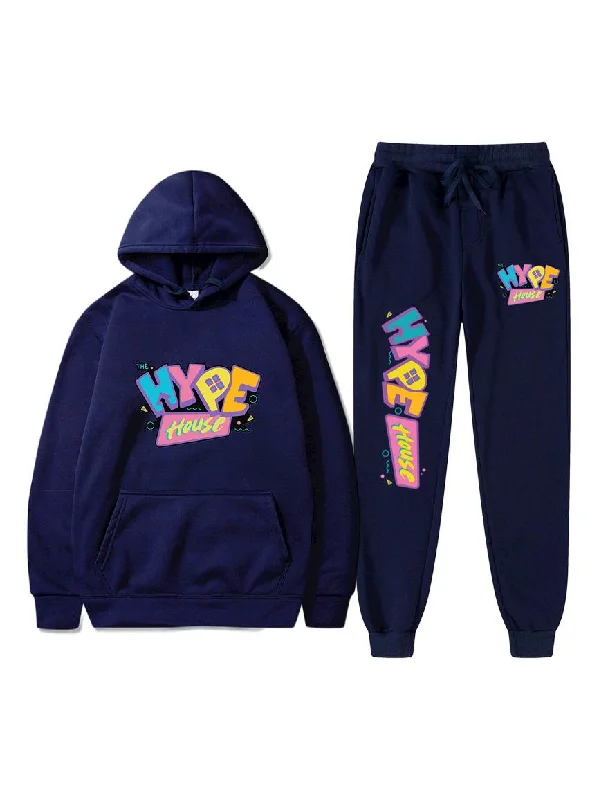 Everyday Comfort Functional Pants Fall Fashion Print Long Sleeve Hoodie Pant Set