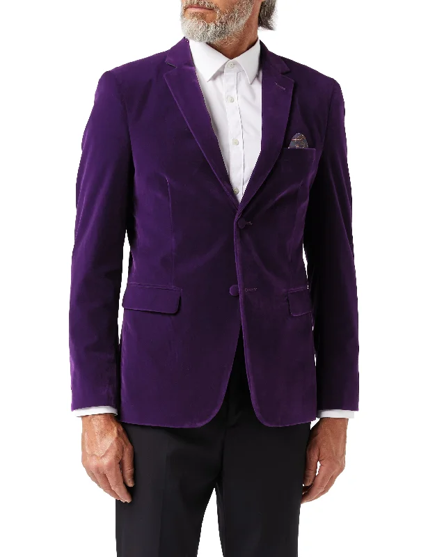 Sporty Wardrobe Trendy Basics GARY- PURPLE VELVET BLAZER
