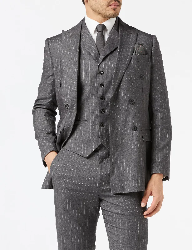 Comfortable Shirts Fashion Sweaters GEORGE - DOUBLE BREASTED GREY PINSTRIPE JACKET
