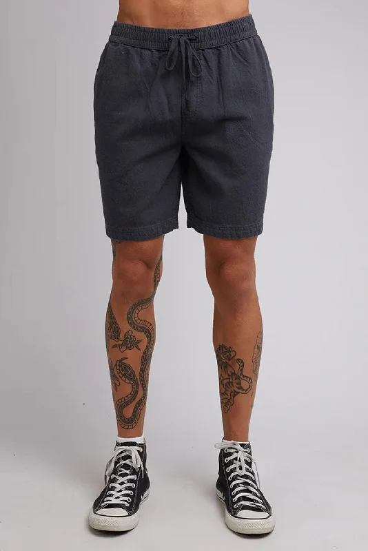 Comfortable Knitwear Urban Footwear Hemp Elastic Waist Short Charcoal
