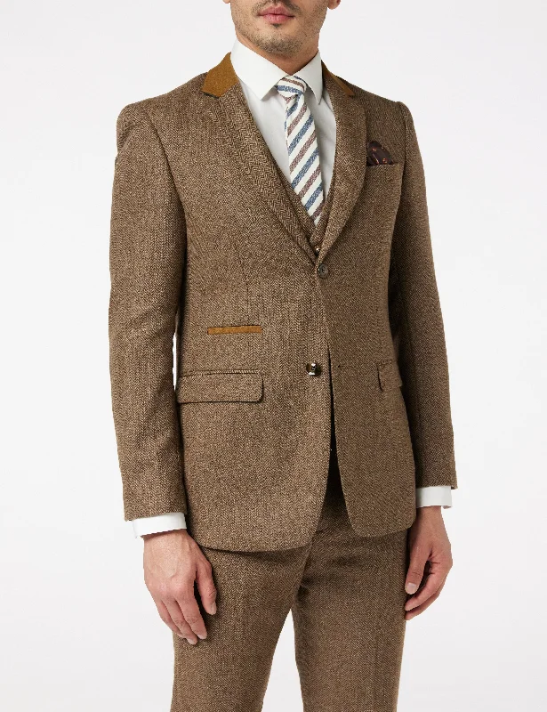 Relaxed Casuals Casual Suits HERRINGBONE TWEED TAN BROWN JACKET