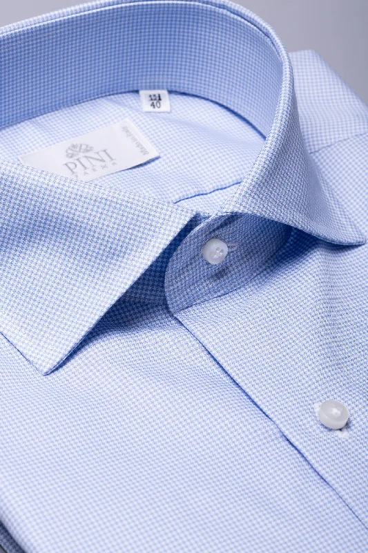 Urban Outfits Comfortable Suits Houndstooth Light Blue Shirt - Made in Italy