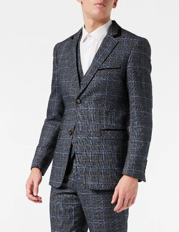 Classic Wear Sporty Hoodies HUGO - GREY TWEED CHECK JACKET & WAISTCOAT