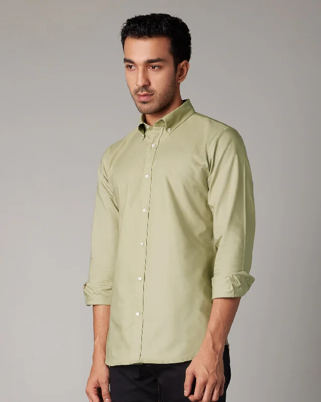 Classic Wear Everyday Jackets Washed Oxford Shirt - Light Olive