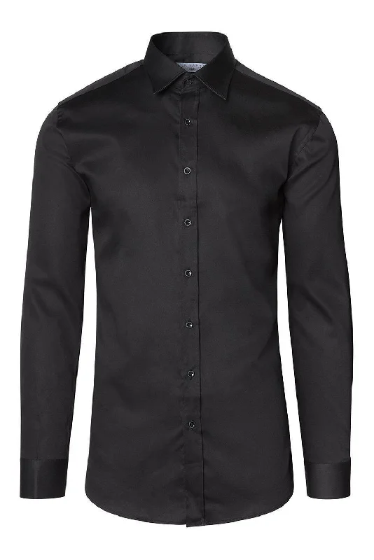 Cozy Essentials Urban Tops Italian Collar Dress Shirt - Black