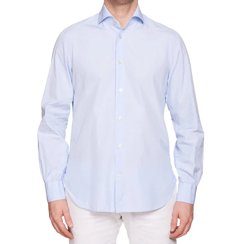 Premium Fit Warm Layers KITON Napoli Handmade Bespoke Light Blue End-on-End Cotton Dress Shirt EU 40 US 15.75 Premium Fit Warm Layers KITON Napoli Handmade Bespoke Light Blue End-on-End Cotton Dress Shirt EU 40 US 15.75