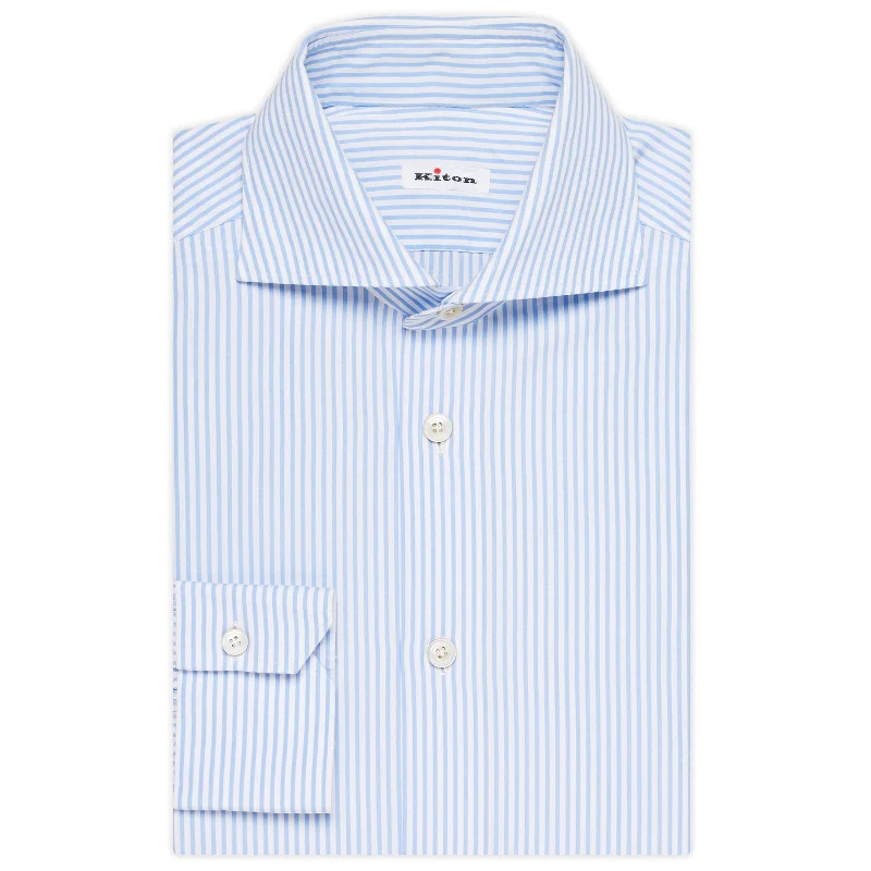 Everyday Denim Everyday Footwear KITON Napoli Handmade Blue Striped Poplin Cotton Dress Shirt EU 39 US 15.5 NEW Everyday Denim Everyday Footwear KITON Napoli Handmade Blue Striped Poplin Cotton Dress Shirt EU 39 US 15.5 NEW