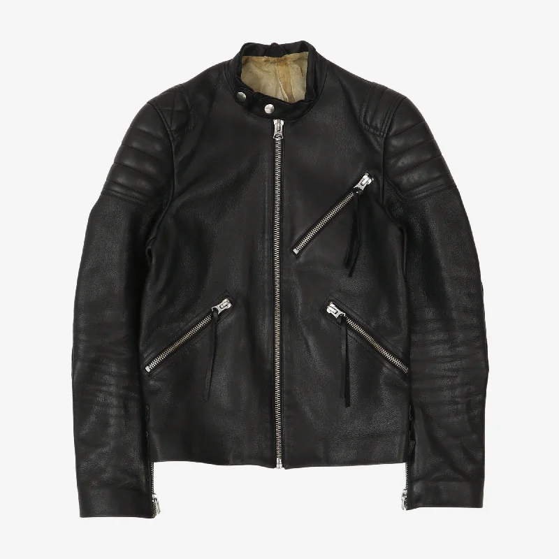 Flexible Styles Practical Jeans Leather Biker Jacket