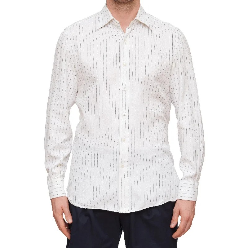 All-Purpose Wear Trendy Jeans LUIGI BORRELLI Napoli White Striped Cotton Dress Shirt EU 41 US 16 All-Purpose Wear Trendy Jeans LUIGI BORRELLI Napoli White Striped Cotton Dress Shirt EU 41 US 16