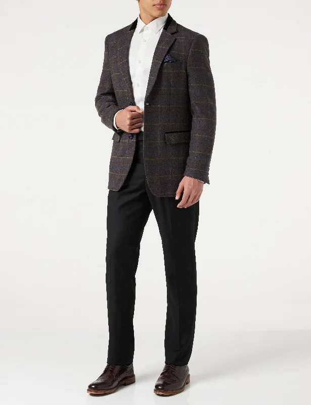 Comfortable Wearables Stylish Shirts MADISON - BROWN TWEED CHECK PLAIN BLAZER