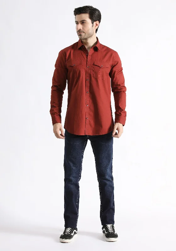 Laid-Back Wear Relaxed Footwear Maroon Casual Shirt