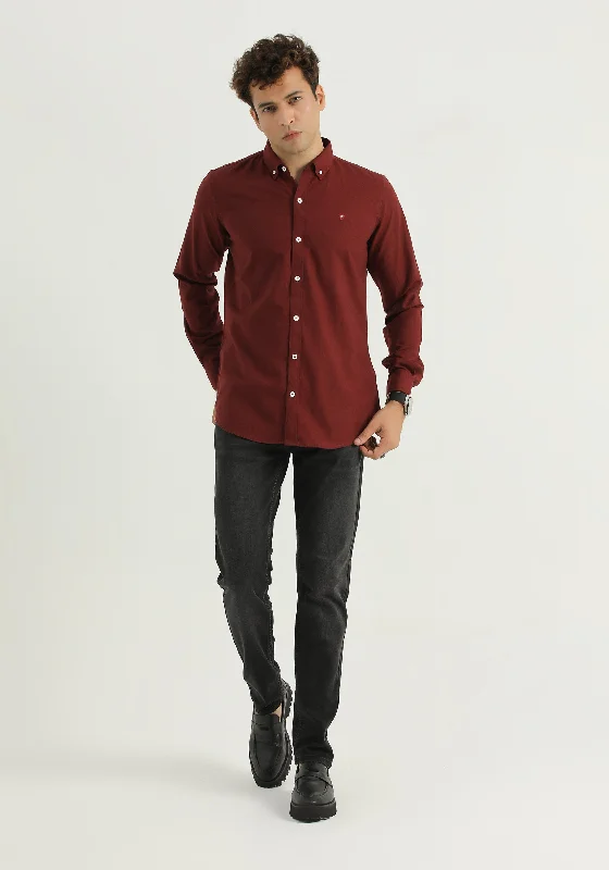 Casual Knitwear Comfortable Sweaters Maroon Plain Shirt