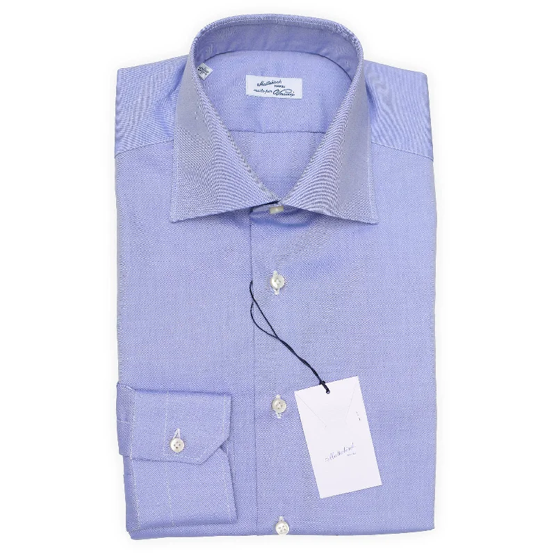 Outdoor Clothing Stylish Casuals MATTABISCH for VANNUCCI Blue Poplin Cotton Dress Shirt Eu 38 Us 15