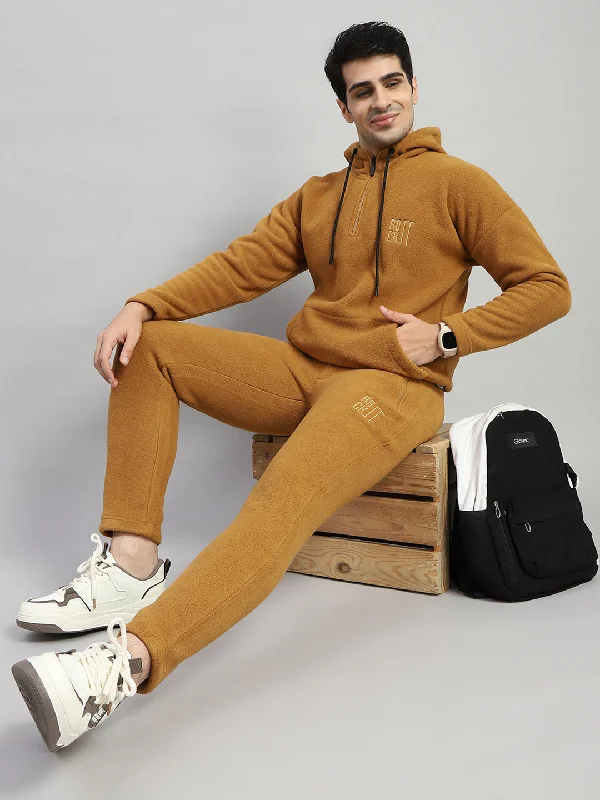 Comfortable Wearables Cool Sweatshirts Men Brown Solid Hooded Full Sleeve Winter Tracksuit Comfortable Wearables Cool Sweatshirts Men Brown Solid Hooded Full Sleeve Winter Tracksuit