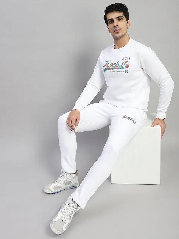 Sporty Wardrobe Classic Footwear Men White Printed Round Neck Full Sleeve Winter Tracksuit Sporty Wardrobe Classic Footwear Men White Printed Round Neck Full Sleeve Winter Tracksuit
