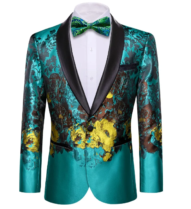 Street Gear Comfort Tops Men's Dress Party Blue Brown Floral Suit Jacket Slim One Button Stylish Blazer-XX-0041 Street Gear Comfort Tops Men's Dress Party Blue Brown Floral Suit Jacket Slim One Button Stylish Blazer-XX-0041