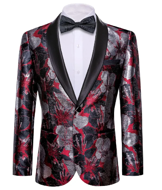 Timeless Apparel Warm Outerwear Men's Dress Party Red Grey Floral Suit Jacket Slim One Button Stylish Blazer-XX-0034 Timeless Apparel Warm Outerwear Men's Dress Party Red Grey Floral Suit Jacket Slim One Button Stylish Blazer-XX-0034
