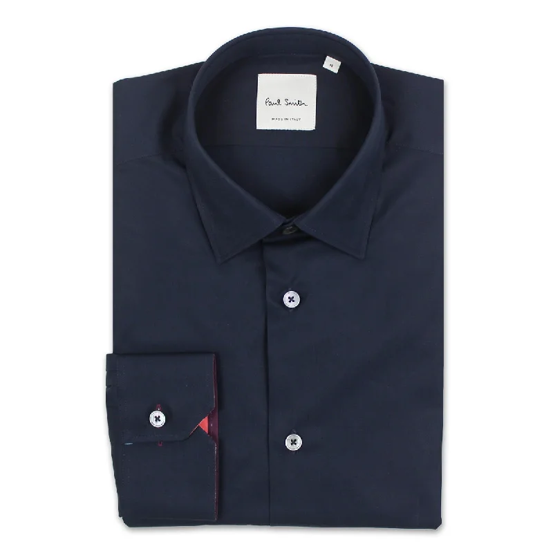 Cool Streetwear Classic Hoodies Paul Smith - Tailored Fit 'Artist Stripe' Cuff Shirt in Navy Cool Streetwear Classic Hoodies Paul Smith - Tailored Fit 'Artist Stripe' Cuff Shirt in Navy