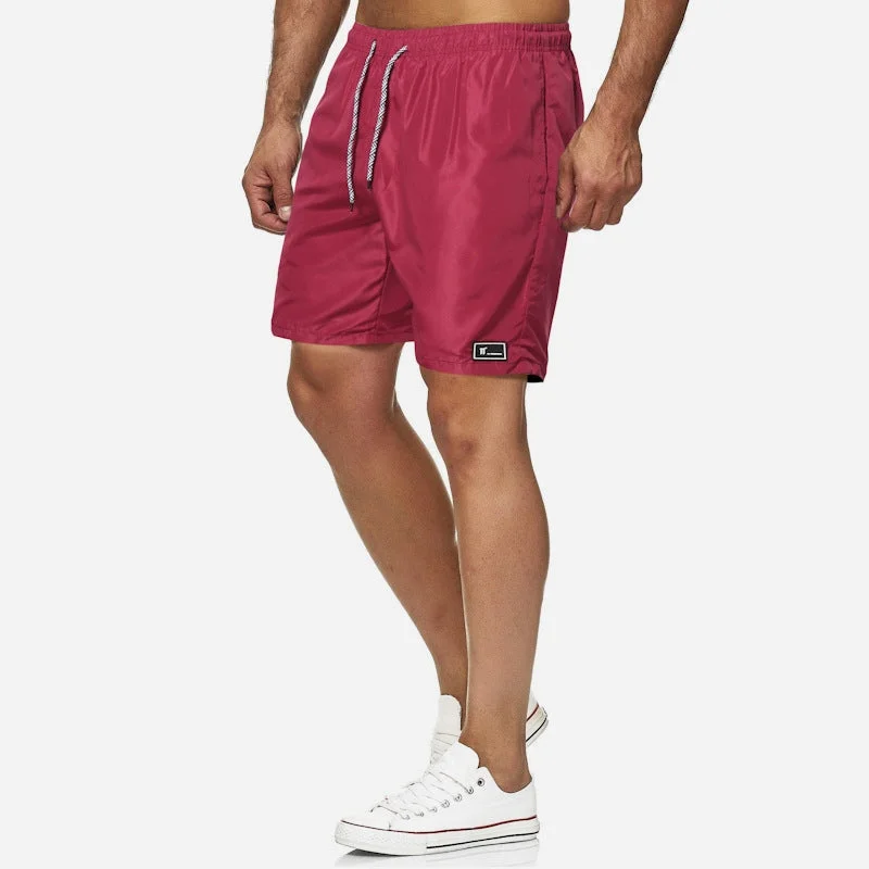 Functional Tops Sporty Bottoms Pure Color Lace Up Men's Sports Shorts