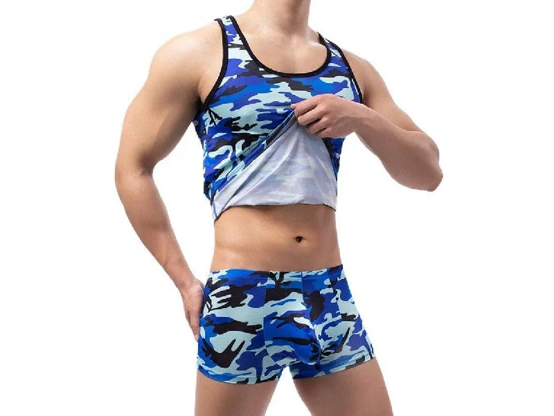 Everyday Comfort Wear Casual Jackets Camouflage Gym Tank Tops High + Shorts Set