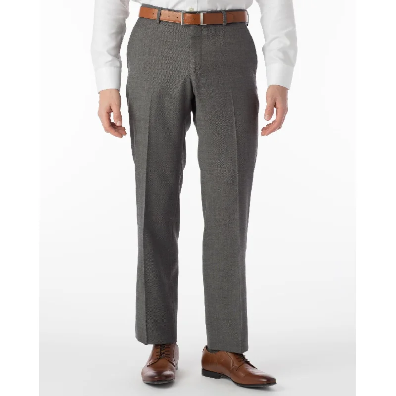 Sharkskin Super 120s Worsted Wool Comfort-EZE Trouser in Medium Grey (Flat Front Models) by Ballin