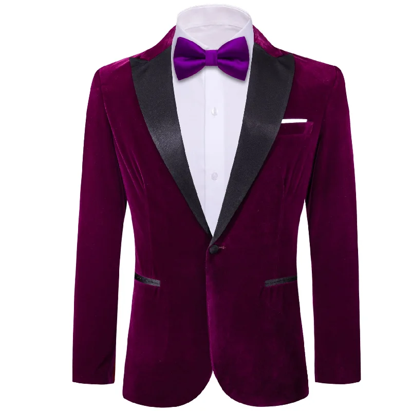 Cozy Basics Street Pants Simon Von Peak Collar Suit Plum Purple Solid Slim Men's Silk Suit-XX-0051 Cozy Basics Street Pants Simon Von Peak Collar Suit Plum Purple Solid Slim Men's Silk Suit-XX-0051