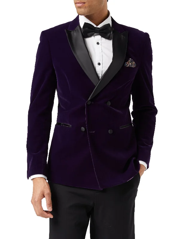 Versatile Wardrobe Bold Shirts SMITH - Purple Soft Velvet Dinner Jacket