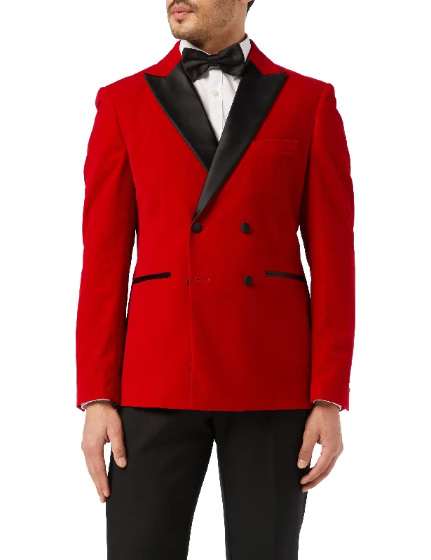 Stylish Looks Comfy Shirts SMITH - Red Soft Velvet Dinner Jacket