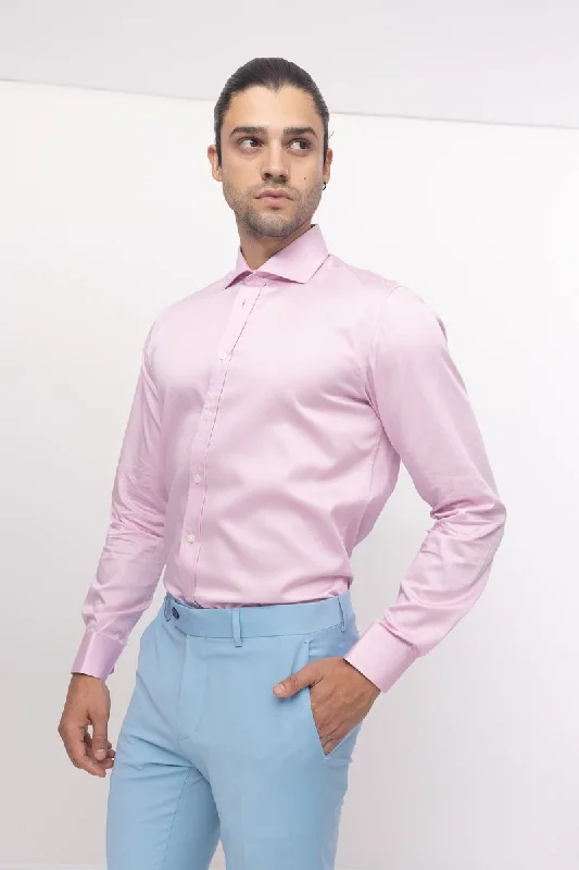 Functional Wear Cool Shorts Spread Collar Dress Shirt- Pink