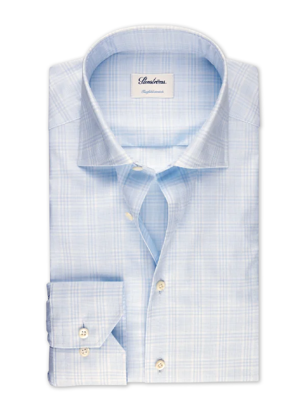 Stenströms - Two Fold Stretch Dress Shirt - Light Blue Plaid