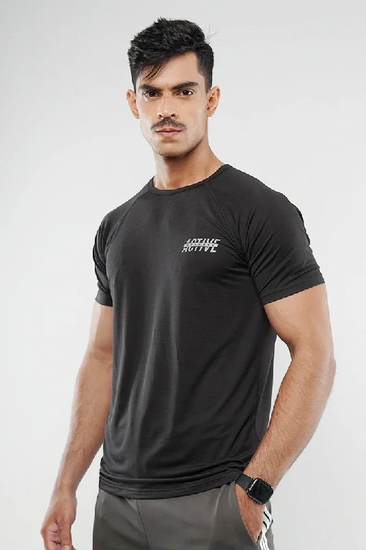 Stylish Layers Cool T-shirts Striped T-Shirt - Black