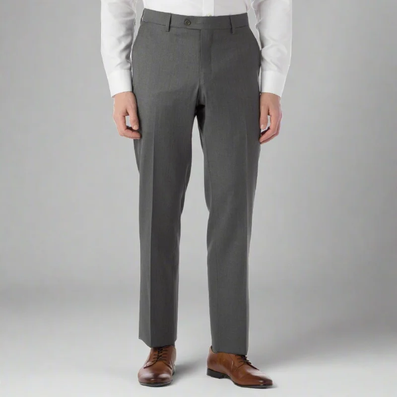 Super 130s Loro Piana Wool Gabardine Flat Front Trouser in Grey by 6 East by Ballin