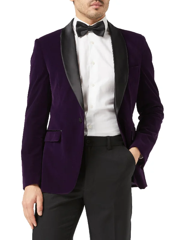 Flexible Styles Cozy Hoodies Tuxedo Ricky - Purple Soft Velvet Jacket