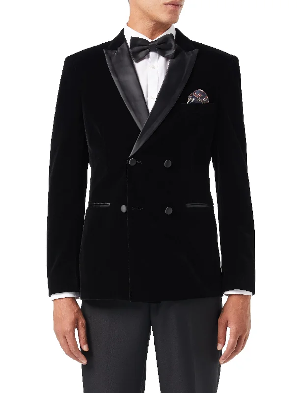 Everyday Denim Casual Jackets SMITH - TUXEDO VELVET DOUBLE BREASTED BLAZER