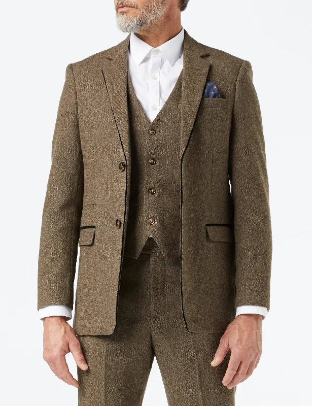 Lightweight Apparel Sleek Outerwear TWEED TAN TAILORED JACKET