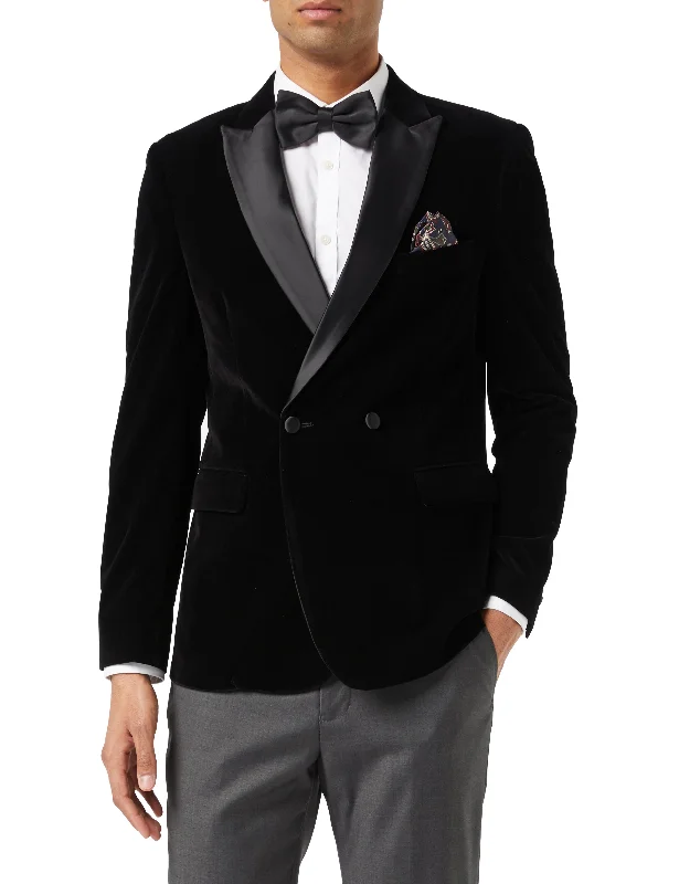 Sporty Essentials Trendy Hoodies WILLS - Black Soft Velvet Dinner Jacket