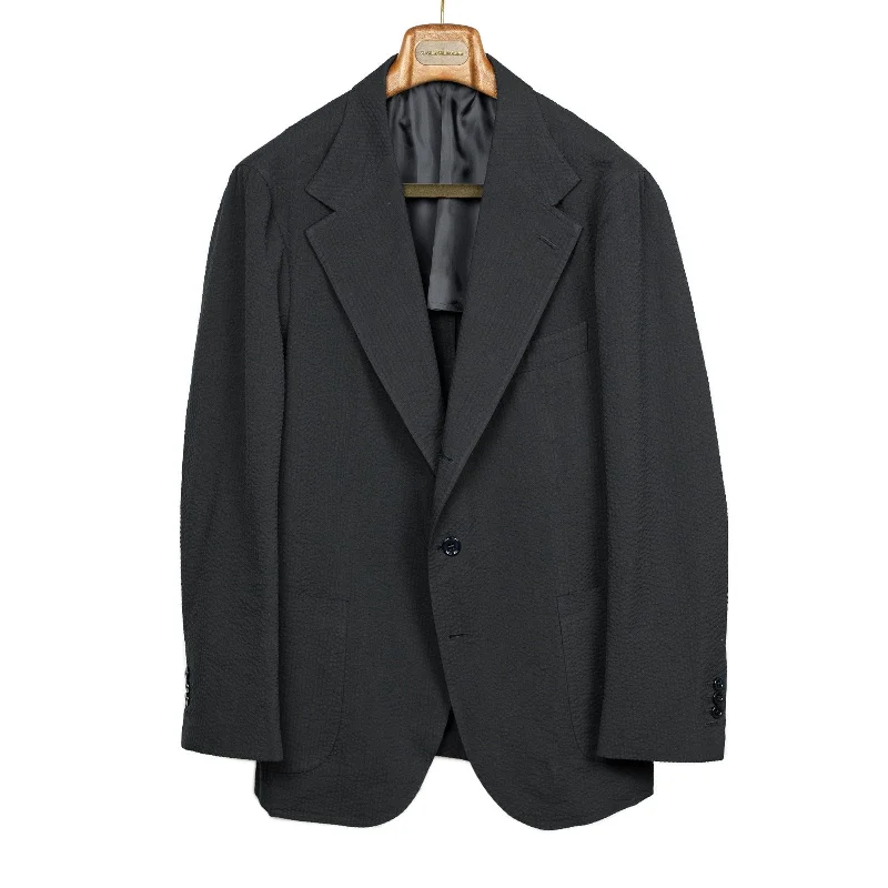 Fashion Comfort Comfortable Hoodies x Sartoria Carrara: ultra-light unlined jacket in black seersucker (separates)