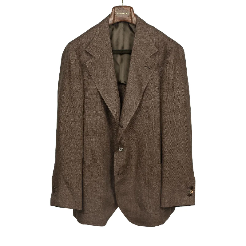 Athletic Gear Functional Pants x Sartoria Carrara: ultra-light unlined sport coat in brown washed linen herringbone