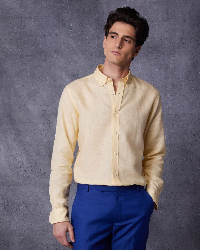 Sporty Styles Premium Hoodies Soft Washed Linen Shirt - Yellow
