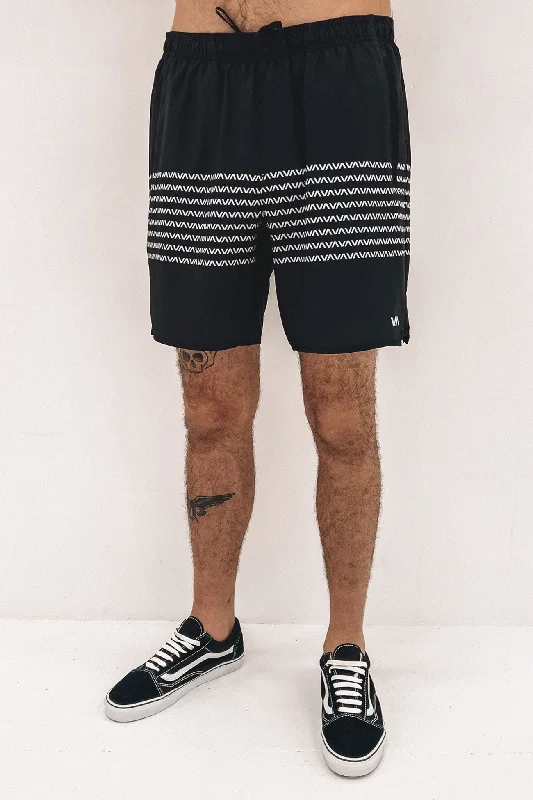 Outdoor Essentials Cool Sweatshirts Yogger Stretch Elastic Short 17" Black White