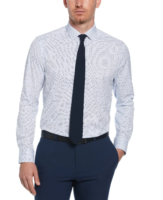 Slim Fit Stretch Button-Down Circle Print Dress Shirt