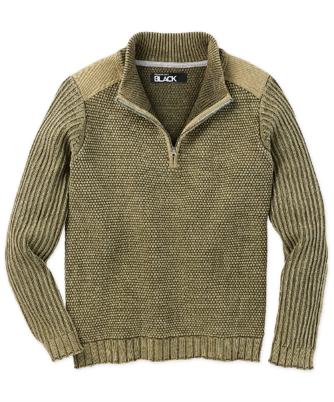 Urban Gear Stylish Accessories Westport Black Military Quarter Zip Sweater